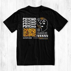Psycho Graphic T-Shirt | Dark Streetwear Tee | Abstract Face Art Shirt | Elevent